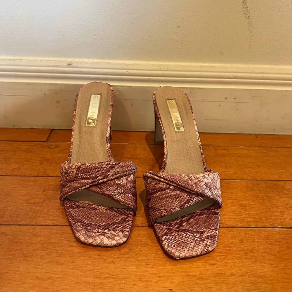 Pink snakeskin kitten heels